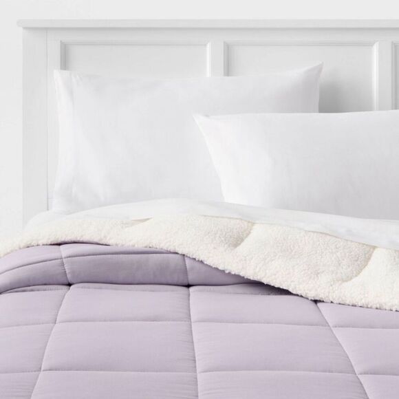 Room Essentials -  Faux Shearling Reversible Comforte Purple - Picture 1 of 3